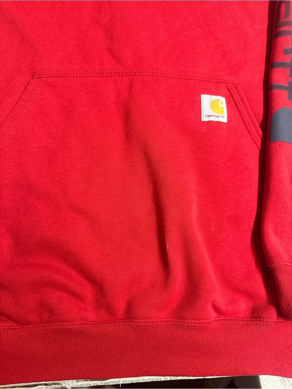 Carhartt Men’s Red Crewneck Hoodie with Sleeve Logo
